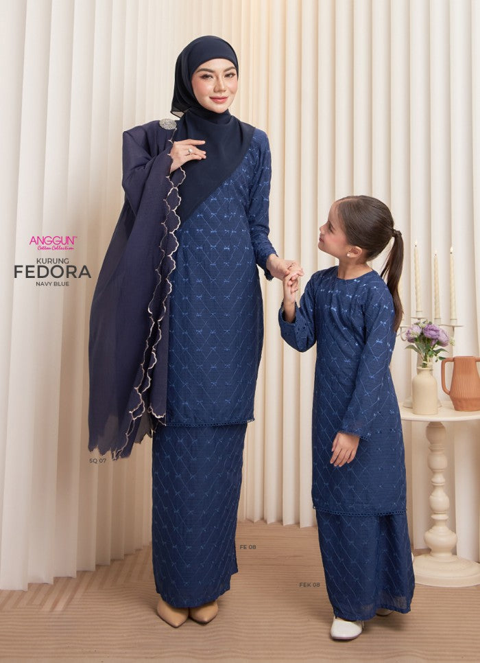 Fedora Kurung - Navy Blue