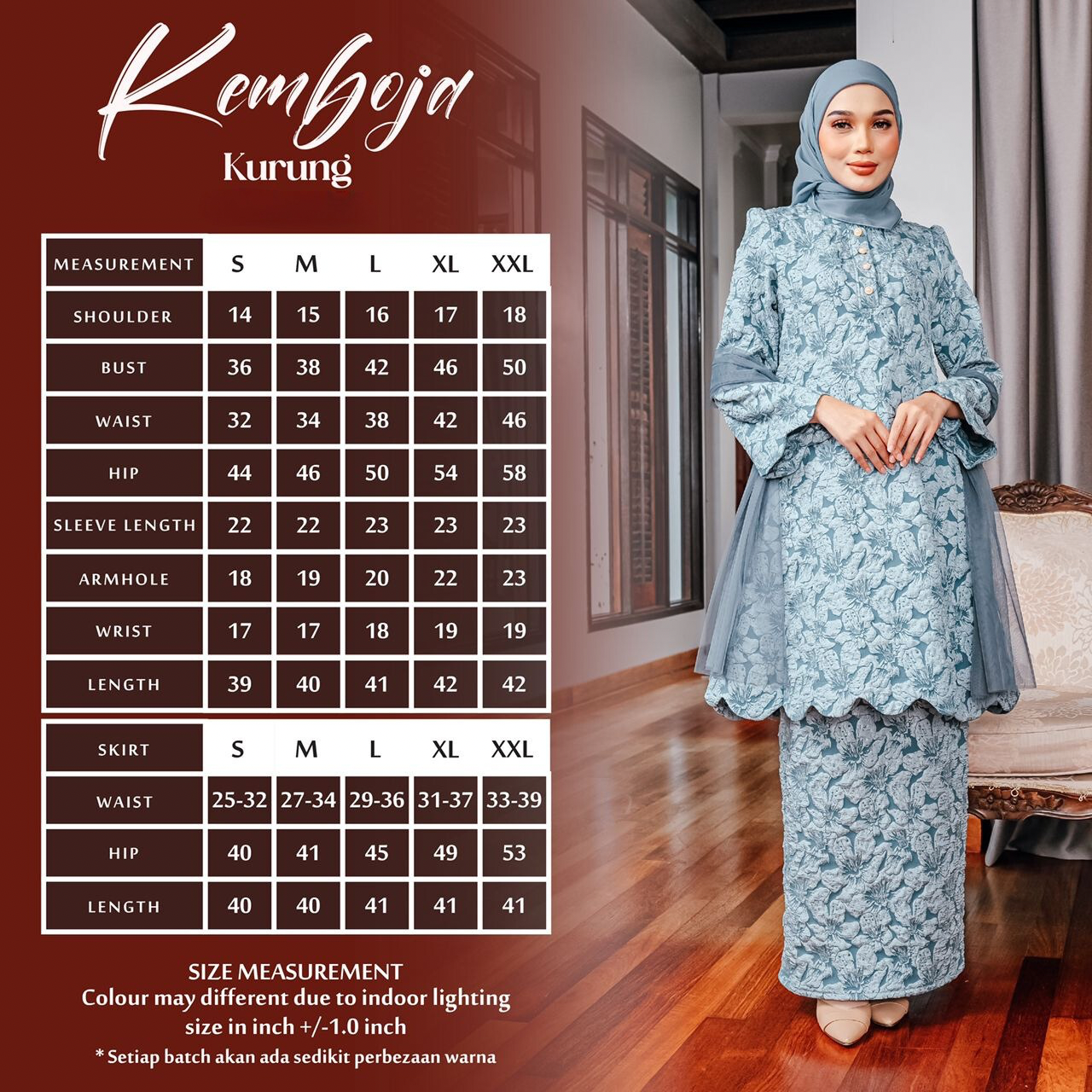 Kemboja Kurung - Navy Blue