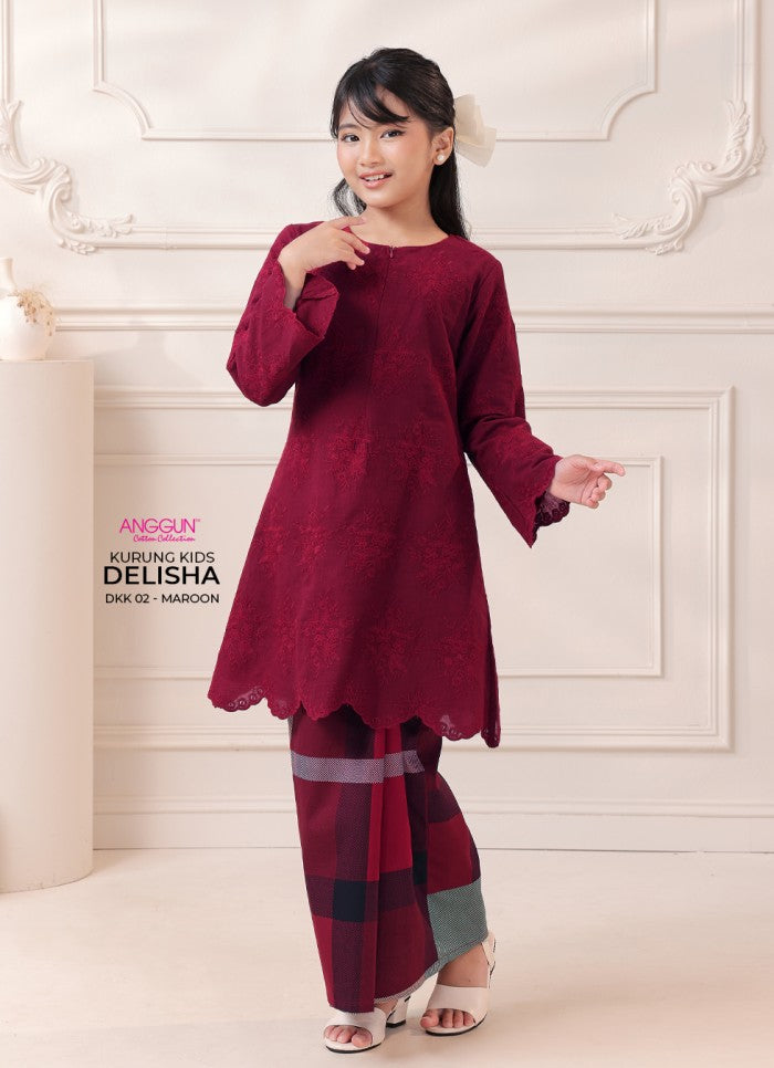 Delisha Kurung Kids - Maroon