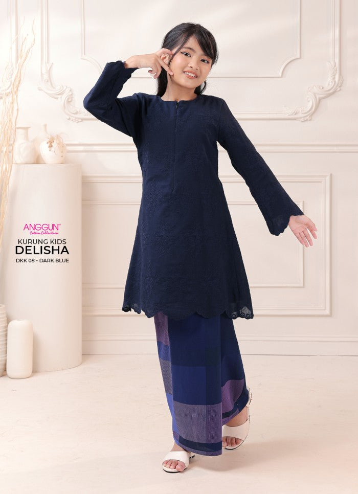 Delisha Kurung Kids - Dark Blue