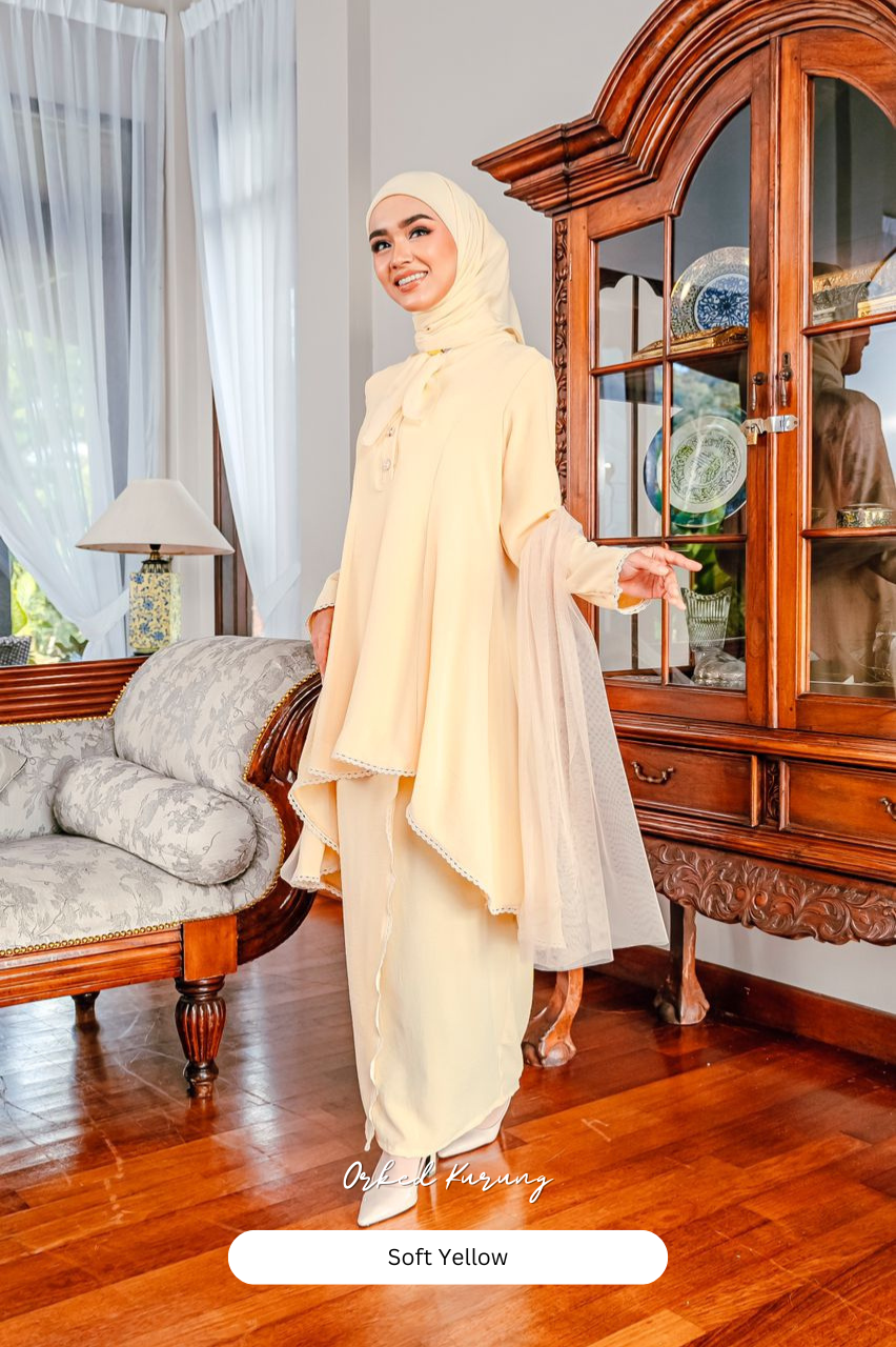 Orked Kurung - Soft Yellow