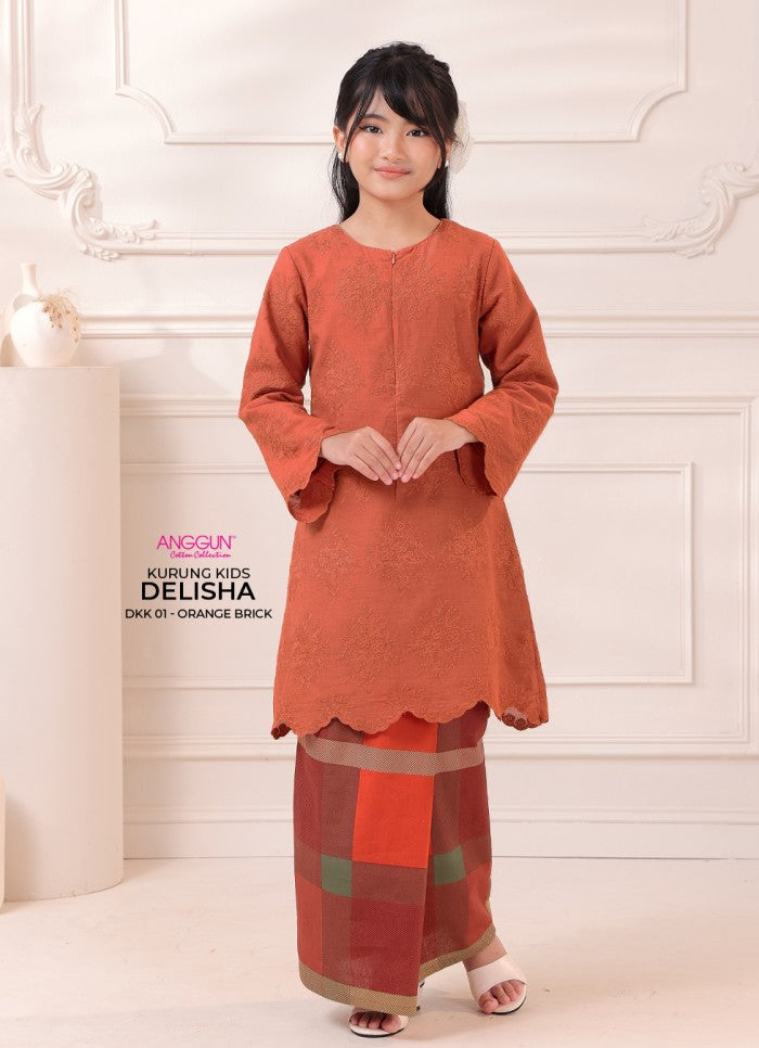 Delisha Kurung Kids - Orange Brick