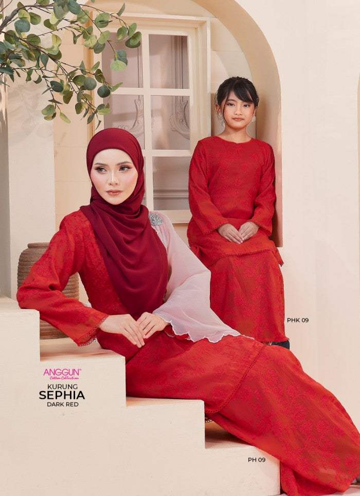 Sephia Kurung - Dark Red