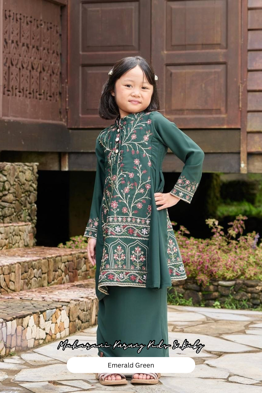 Maharani Kurung Kids - Emerald Green