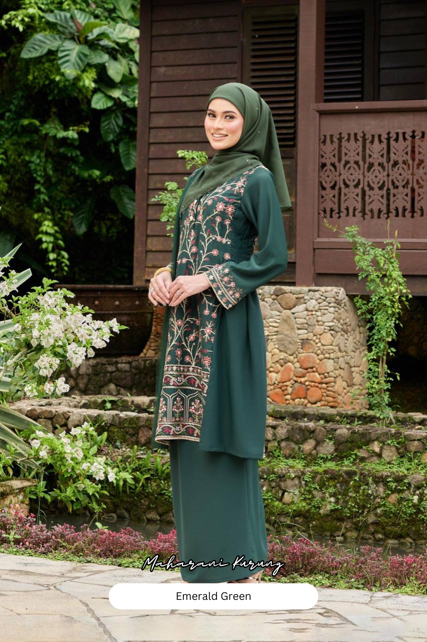 Maharani Kurung - Emerald Green