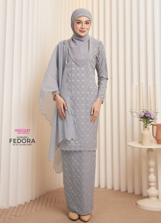 Fedora Kurung - Silver Grey