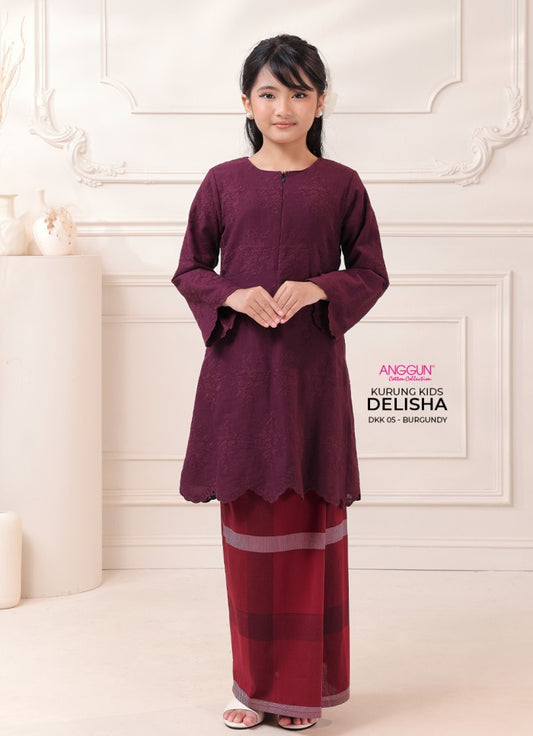 Delisha Kurung Kids - Burgundy