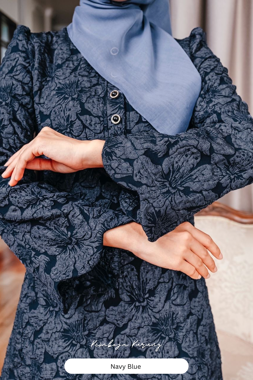 Kemboja Kurung - Navy Blue