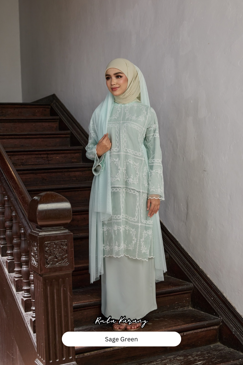 Ratu Kurung - Sage Green