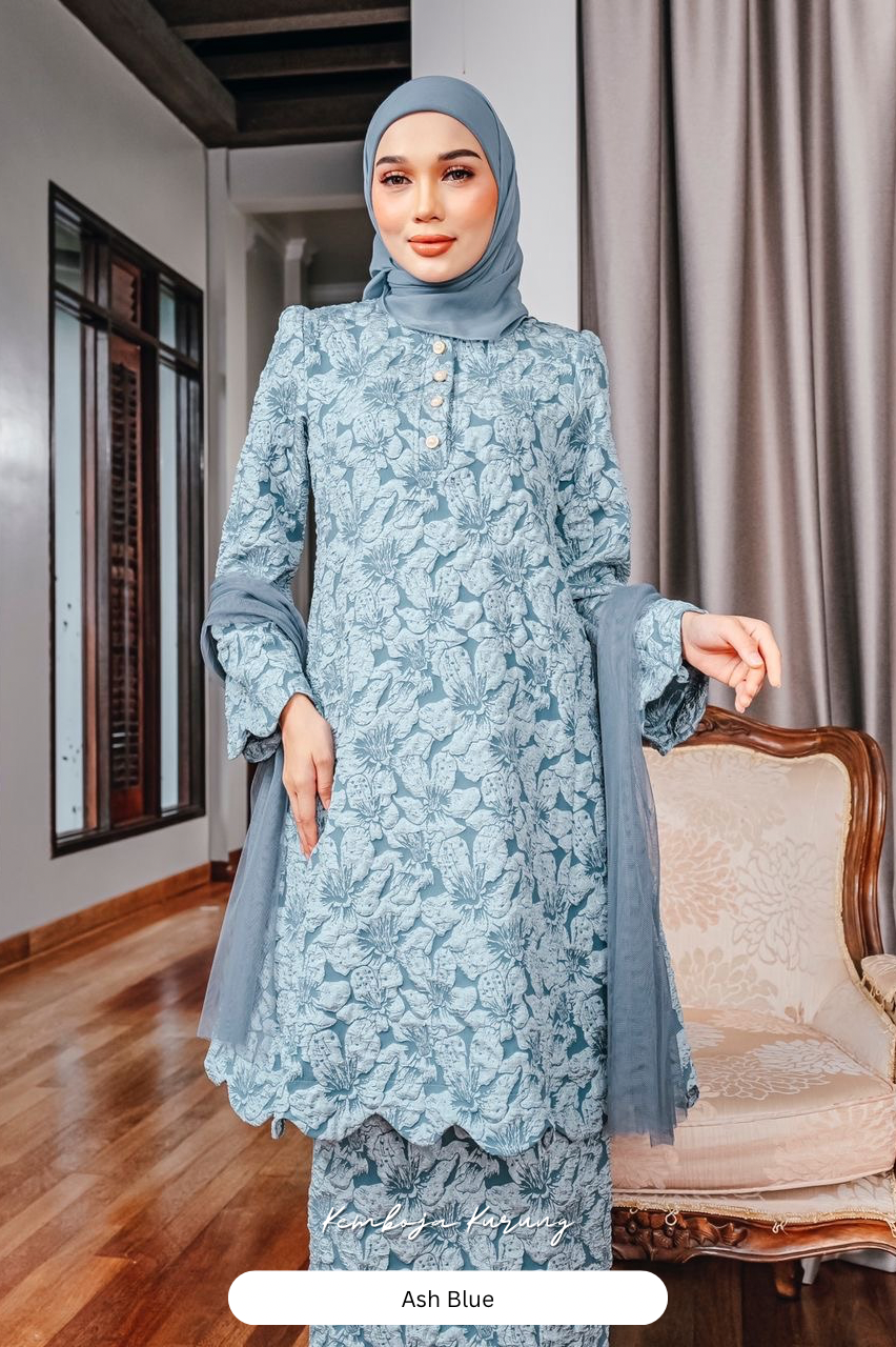 Kemboja Kurung - Ash Blue