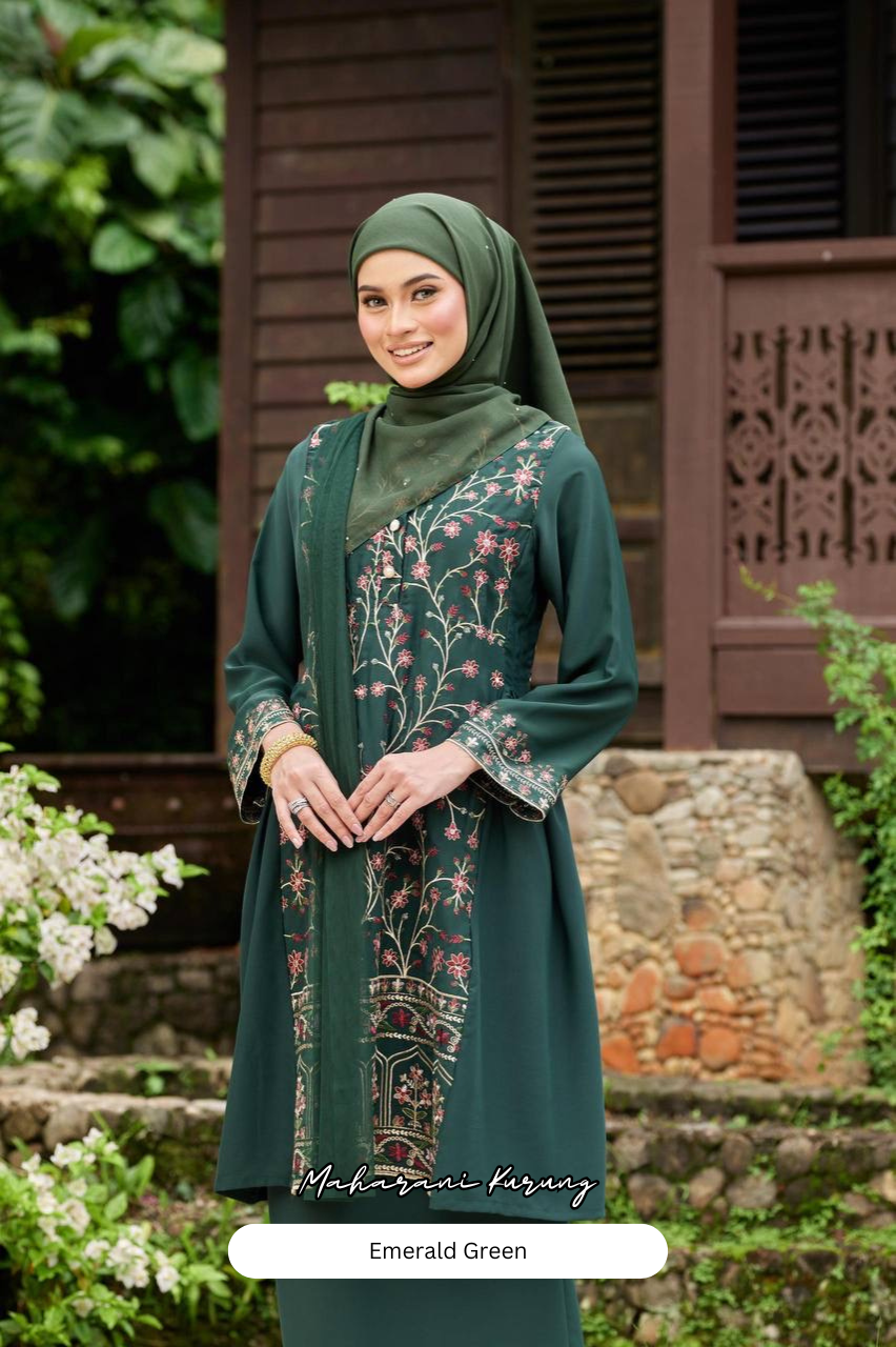 Maharani Kurung - Emerald Green