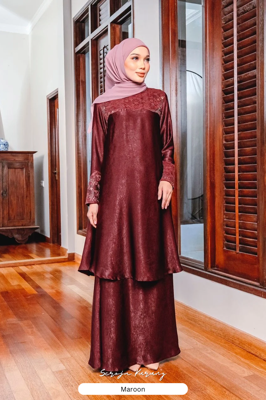 Seroja Kurung - Maroon