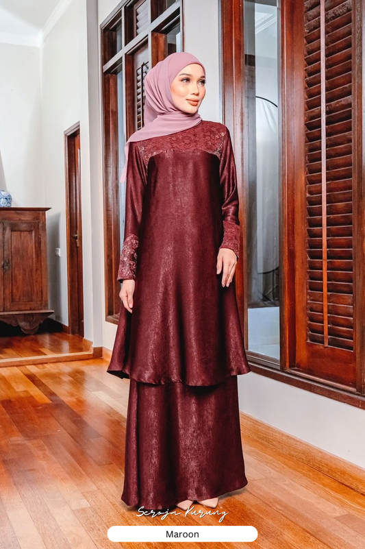 Seroja Kurung - Maroon