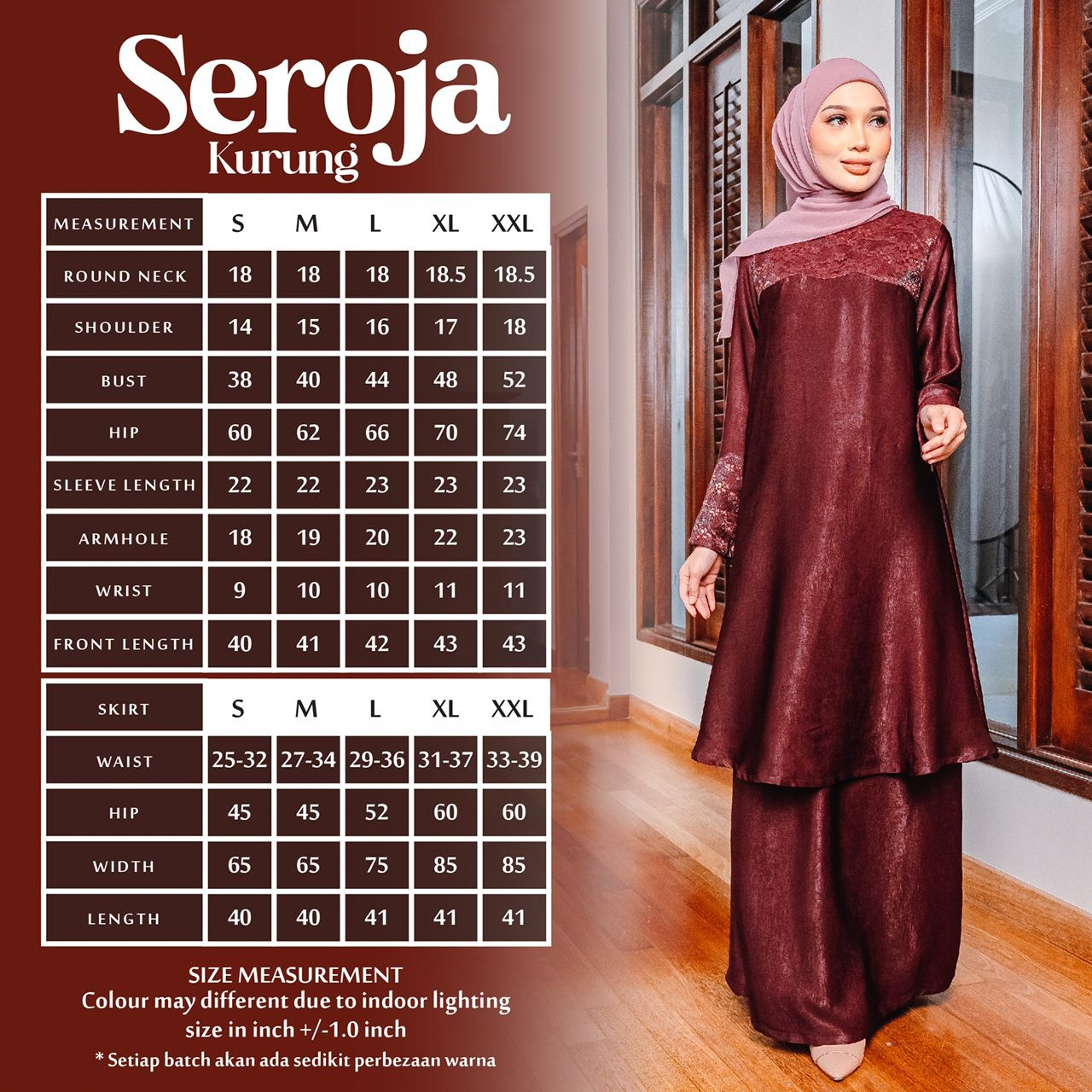 Seroja Kurung - Black