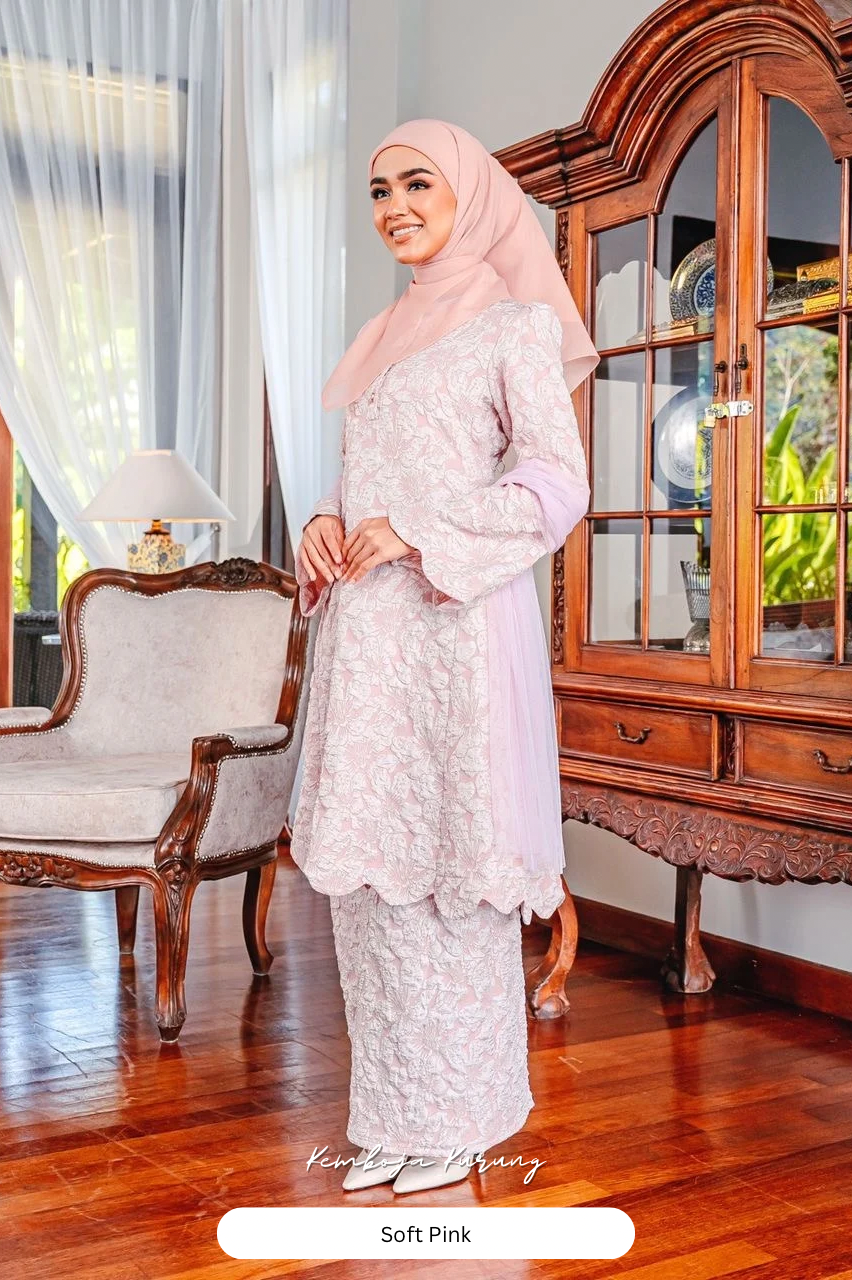 Kemboja Kurung - Soft Pink