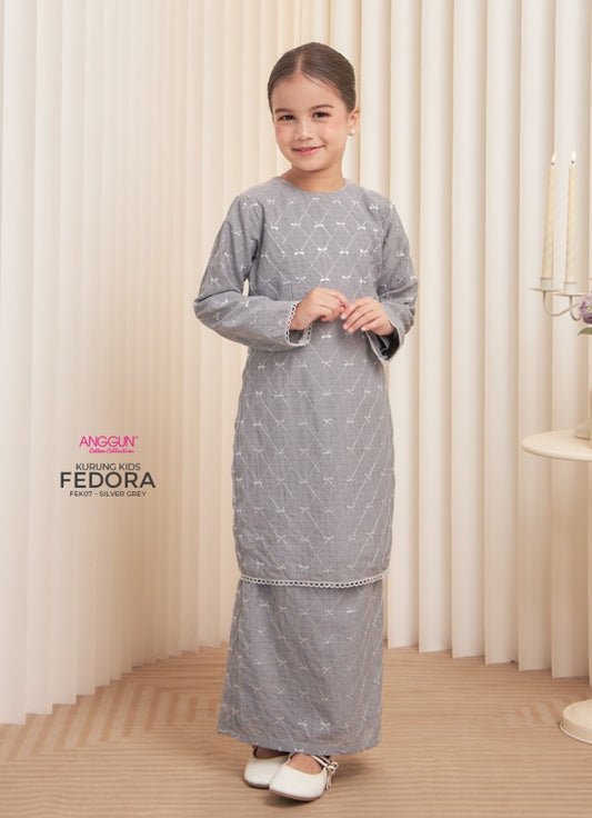 Fedora Kurung Kids - Silver Grey