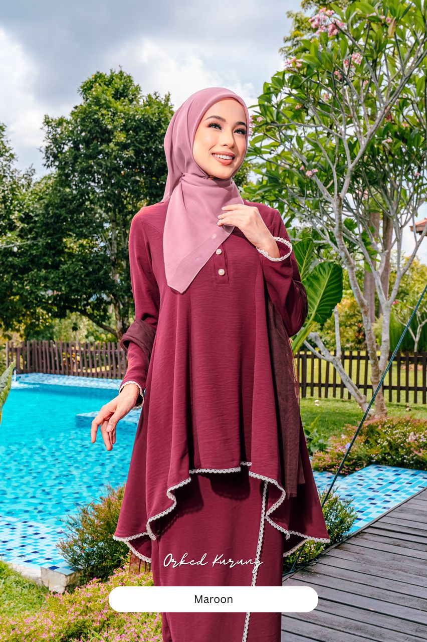 Orked Kurung - Maroon