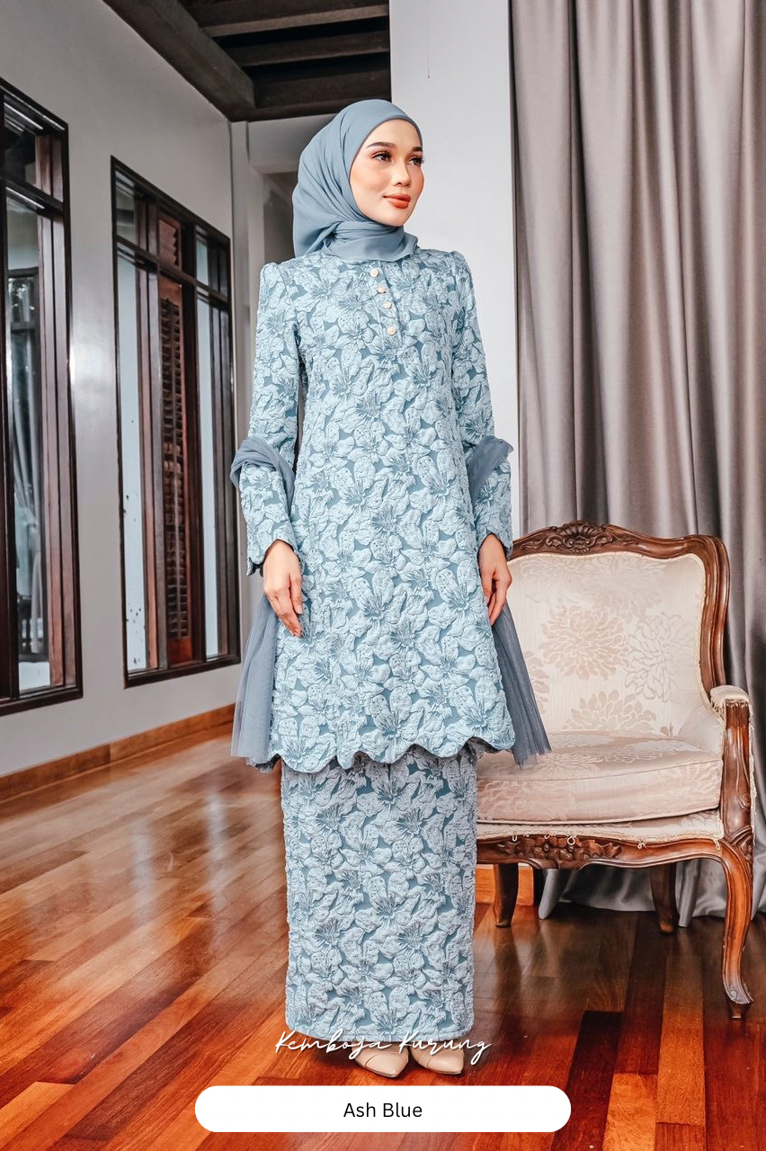 Kemboja Kurung - Ash Blue