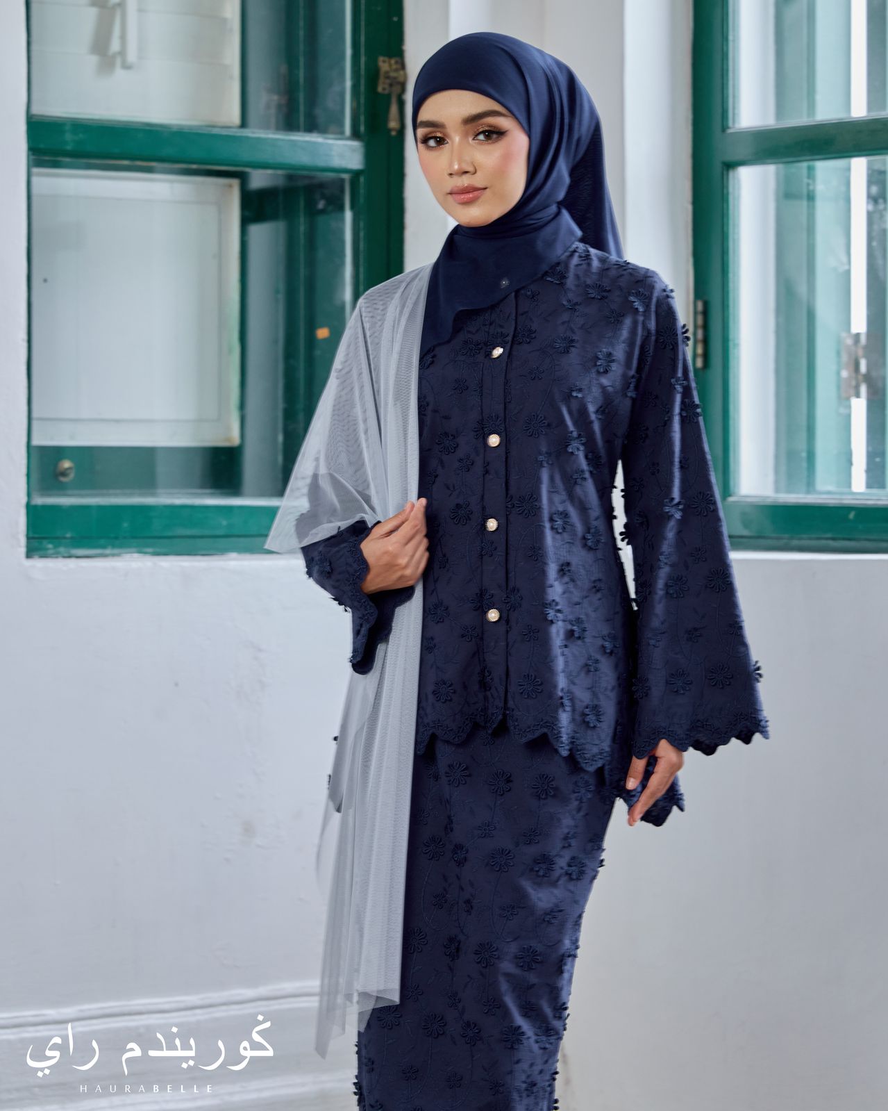 Mekar Kurung - Navy Blue