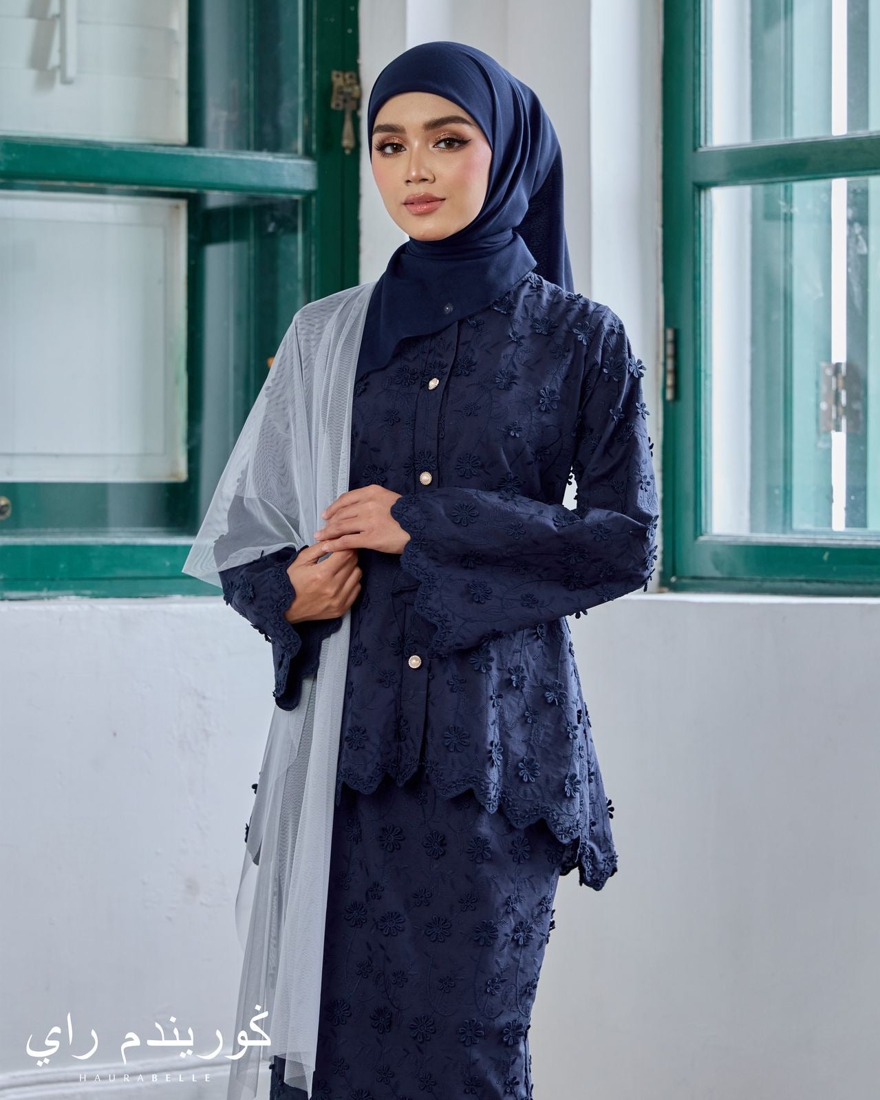 Mekar Kurung - Navy Blue