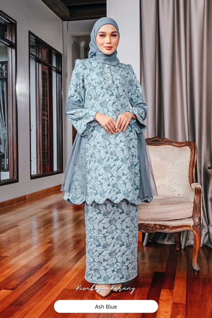 Kemboja Kurung - Ash Blue