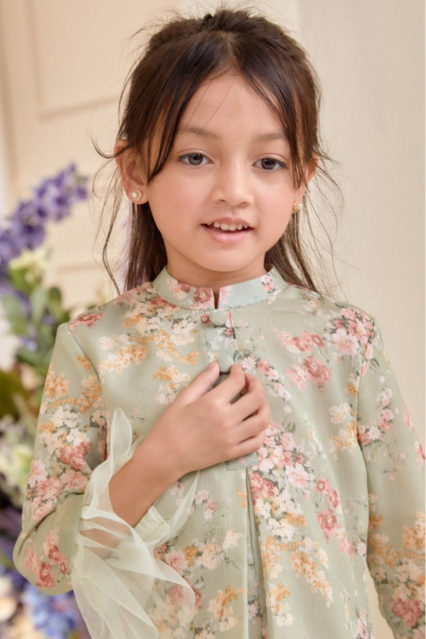 Kekwa Kurung Kids - Green Lily