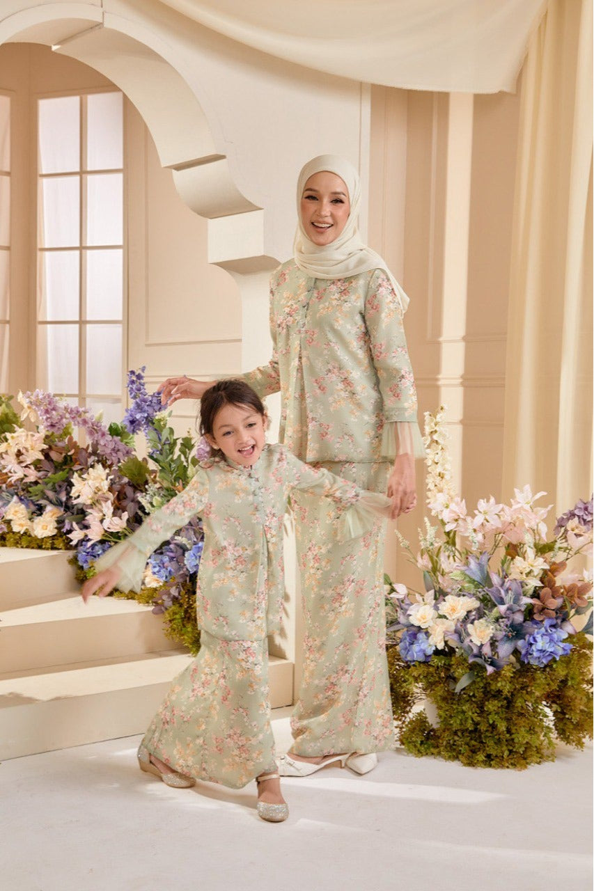 Kekwa Kurung Kids - Green Lily