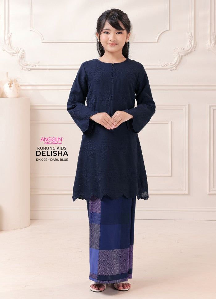 Delisha Kurung Kids - Dark Blue