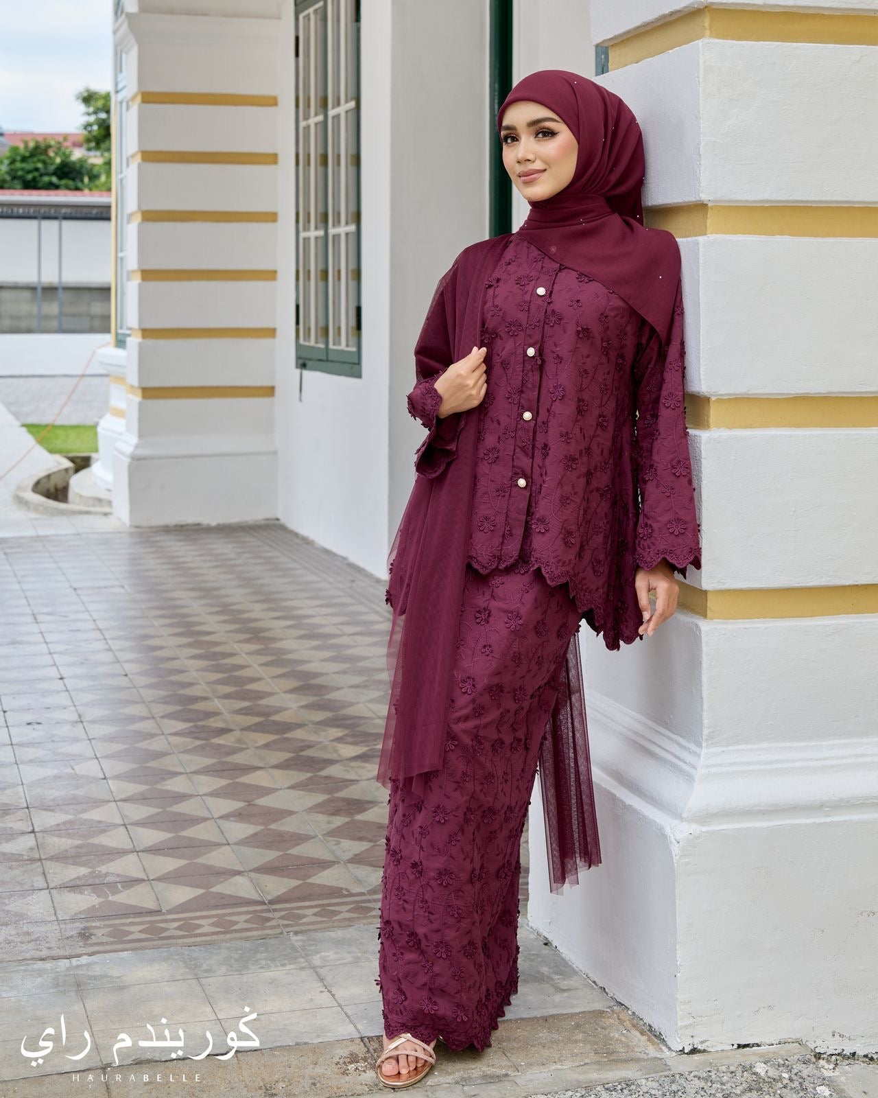 Mekar Kurung - Burgundy