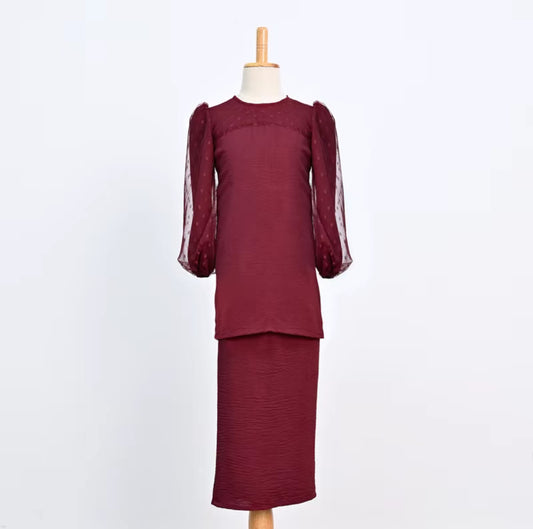 Kaila Kurung Kids - Maroon