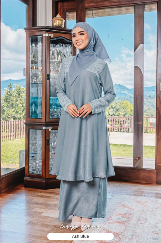 Seroja Kurung - Ash Blue