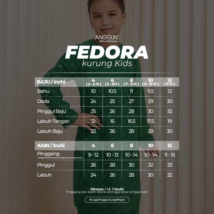 Fedora Kurung Kids - Emerald