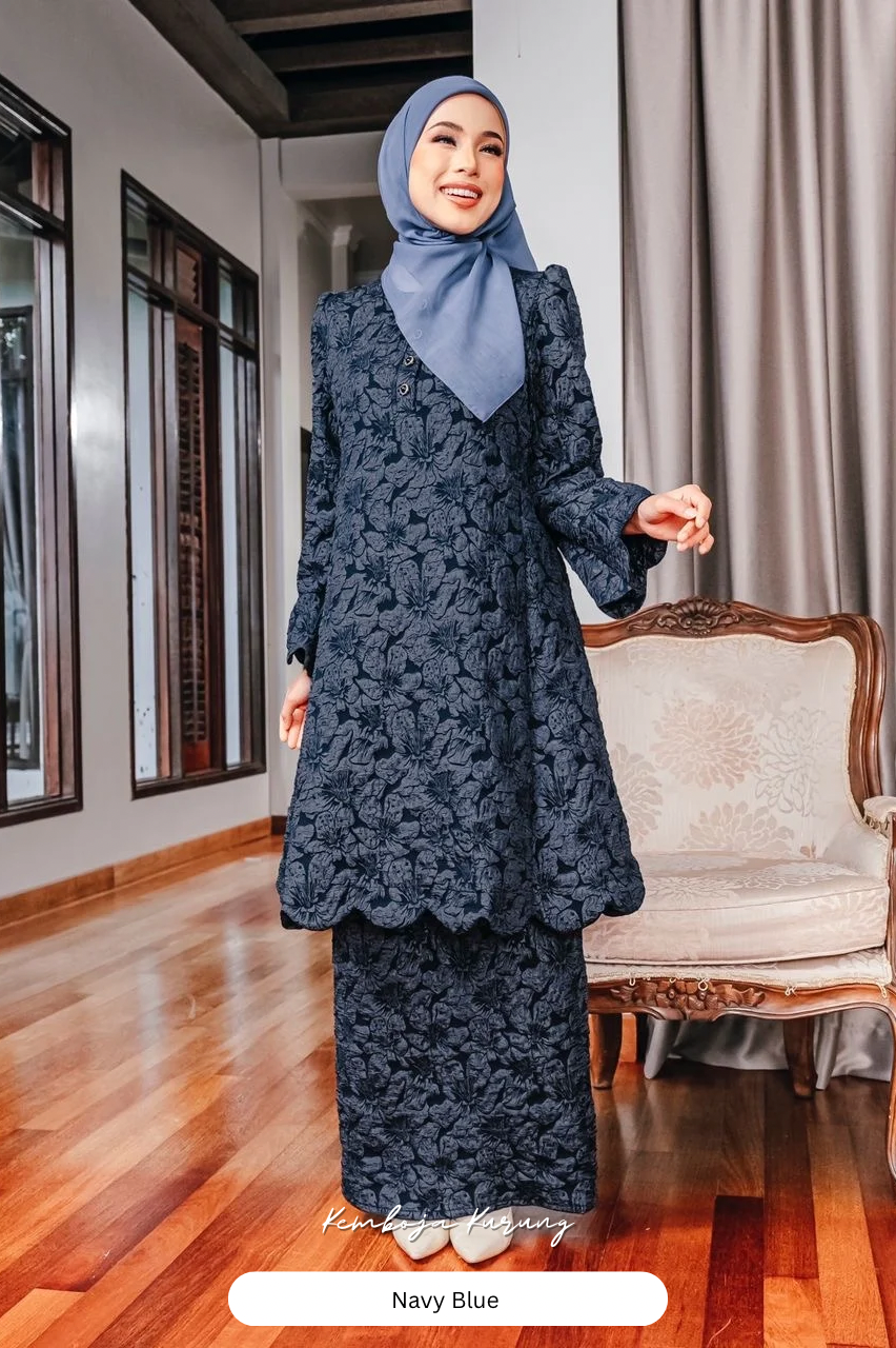 Kemboja Kurung - Navy Blue