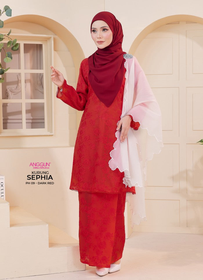 Sephia Kurung - Dark Red