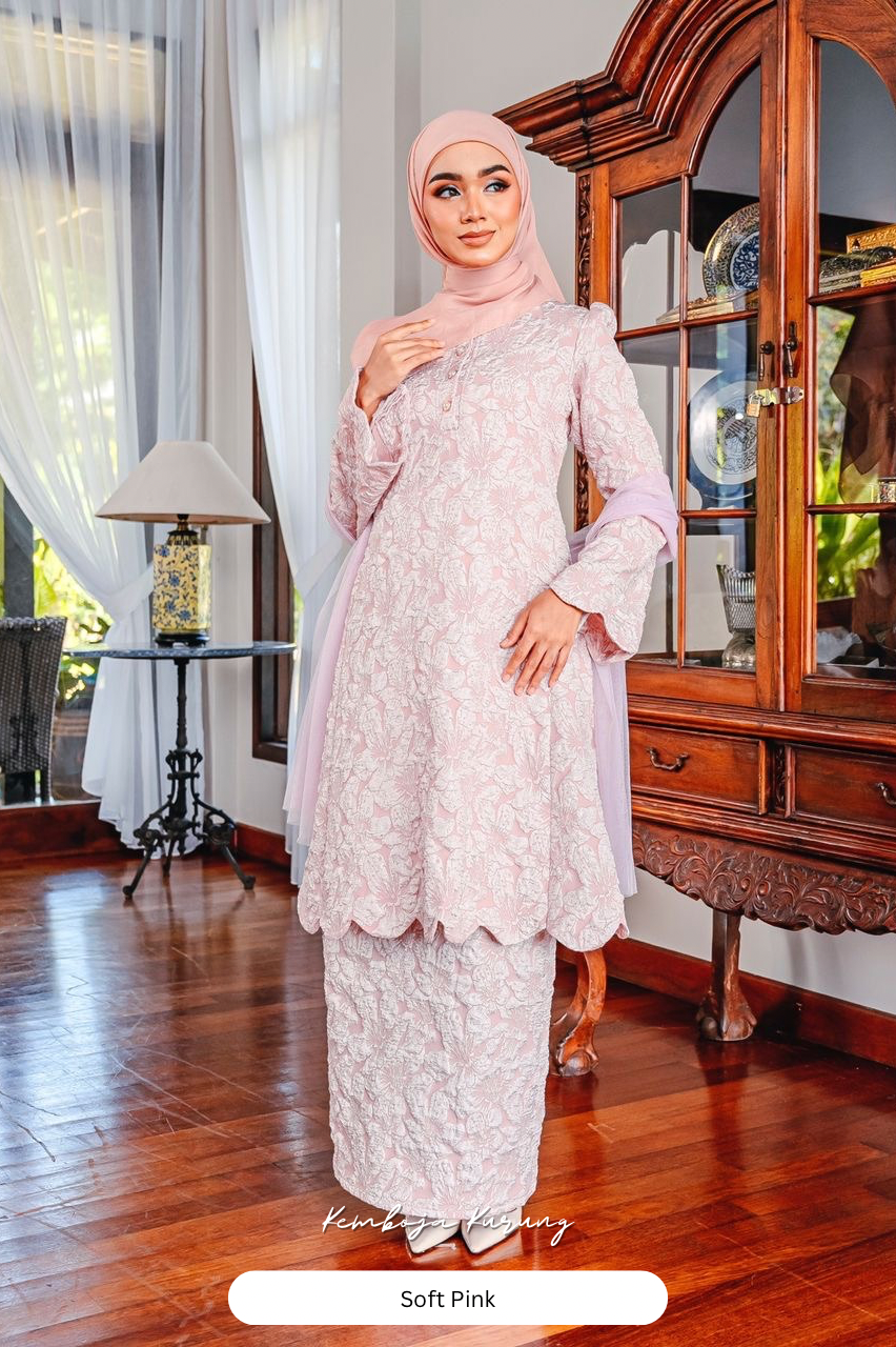 Kemboja Kurung - Soft Pink