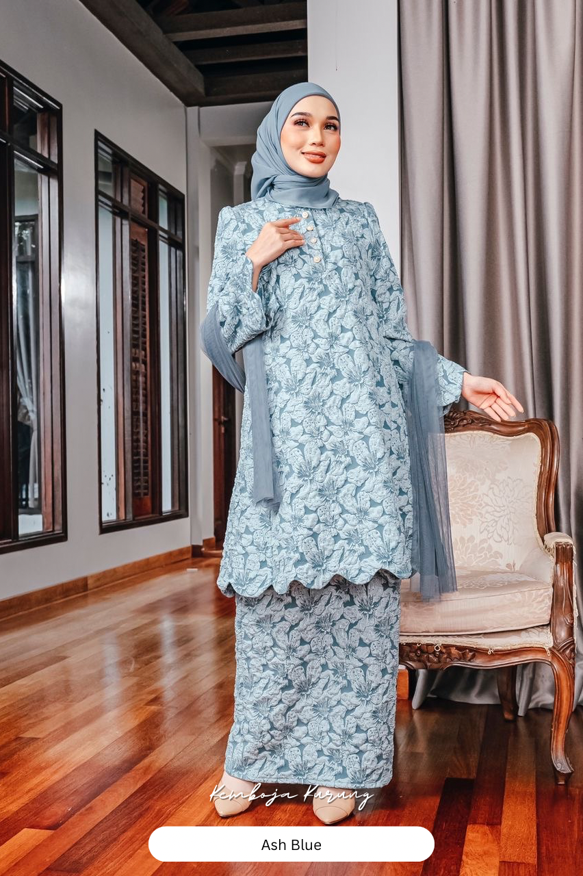 Kemboja Kurung - Ash Blue