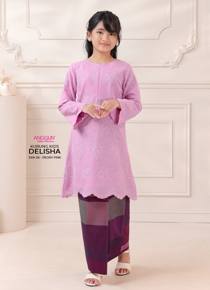 Delisha Kurung Kids - Peony Pink