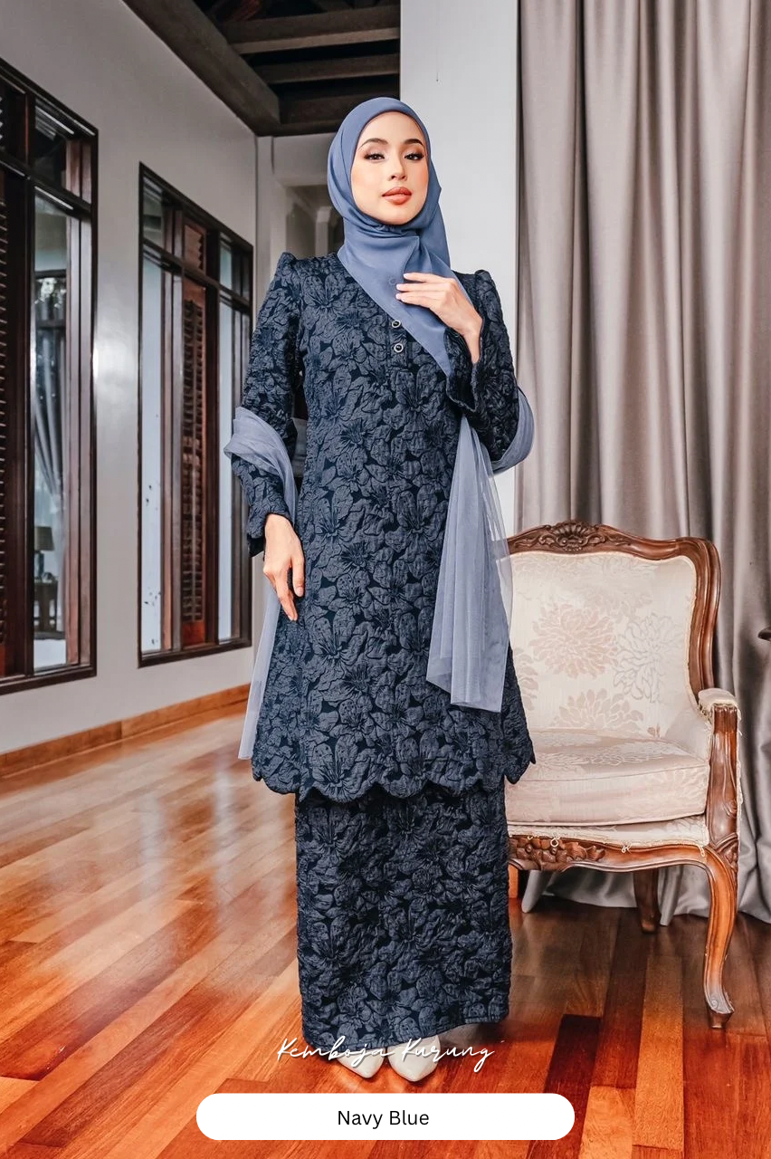 Kemboja Kurung - Navy Blue