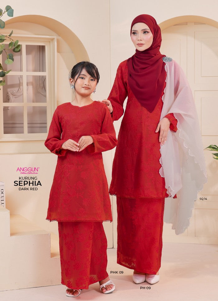 Sephia Kurung Kids - Dark Red