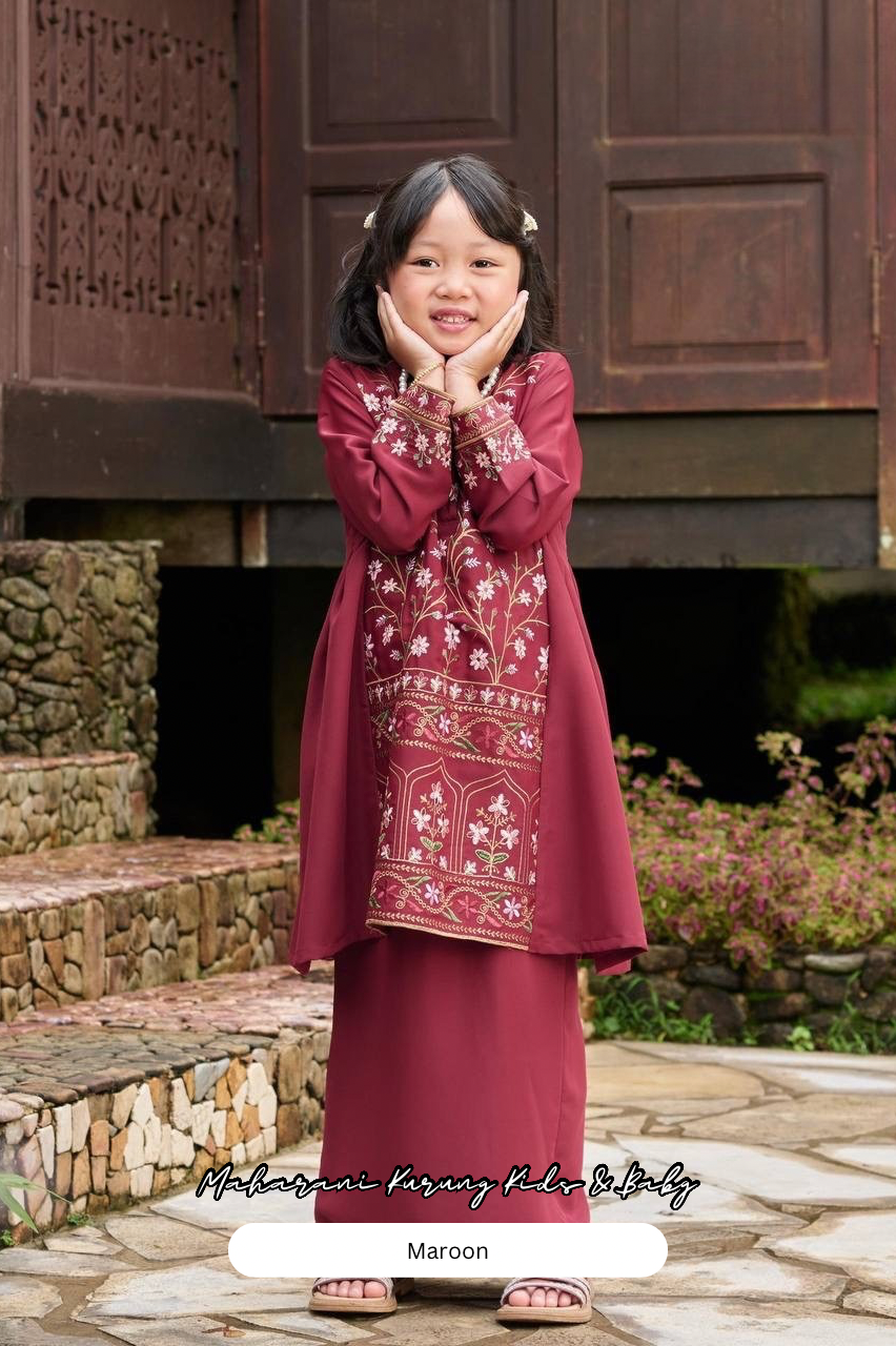 Maharani Kurung Kids - Maroon