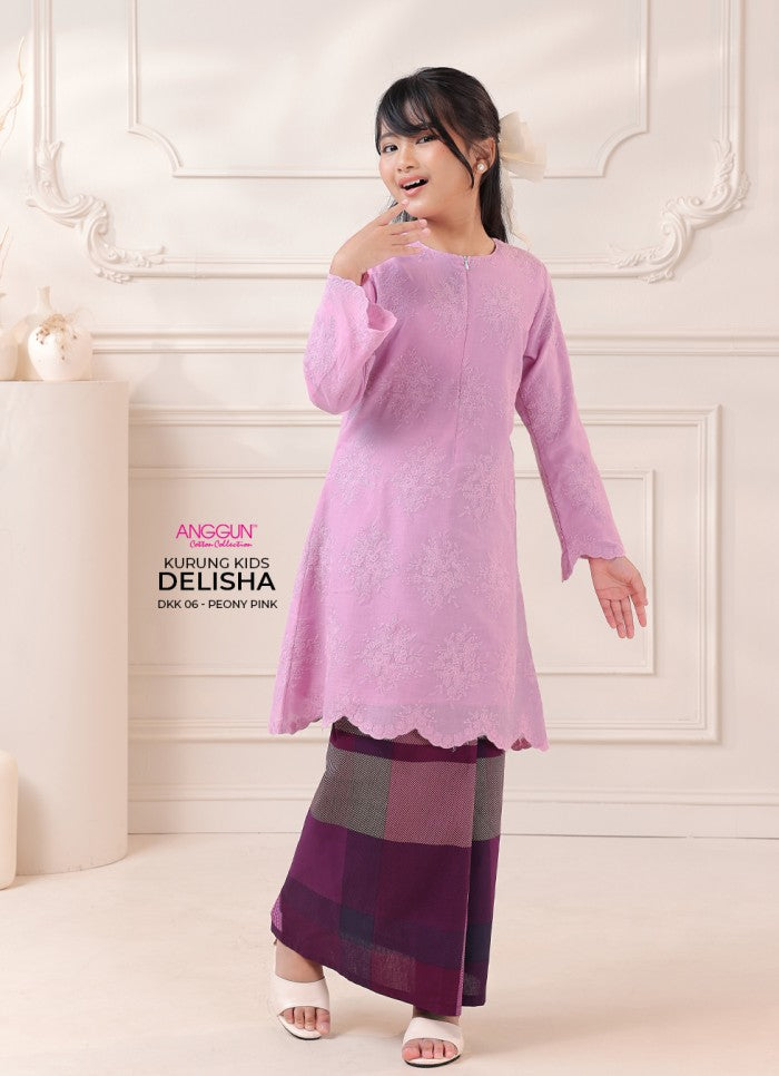 Delisha Kurung Kids - Peony Pink