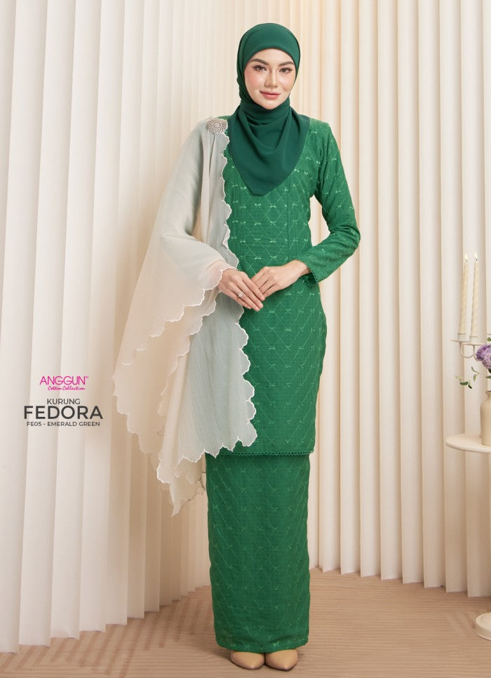 Fedora Kurung - Emerald Green