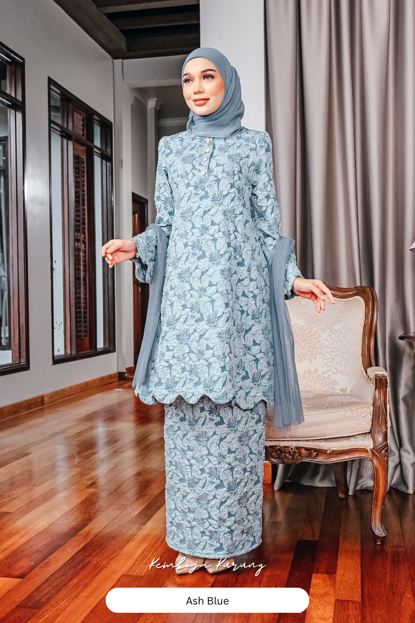 Kemboja Kurung - Ash Blue