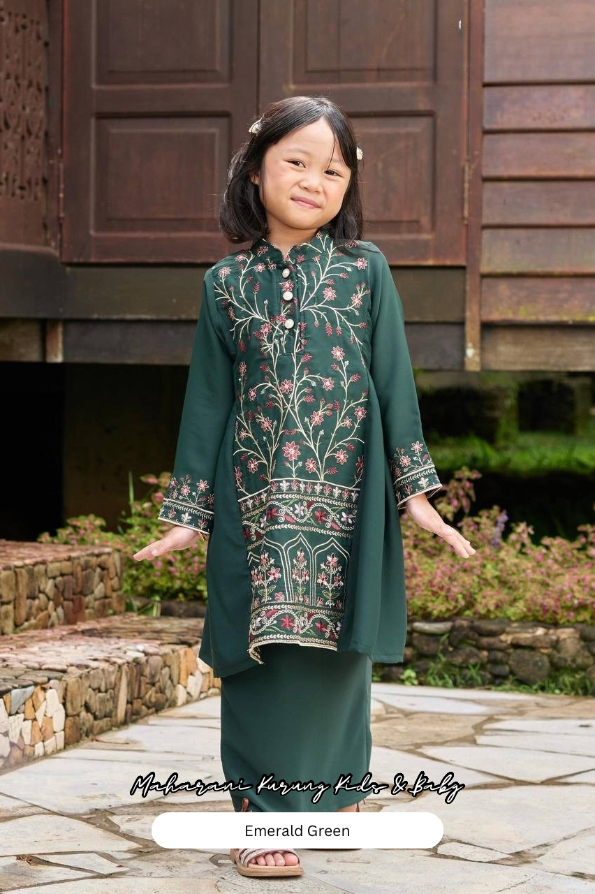 Maharani Kurung Kids - Emerald Green