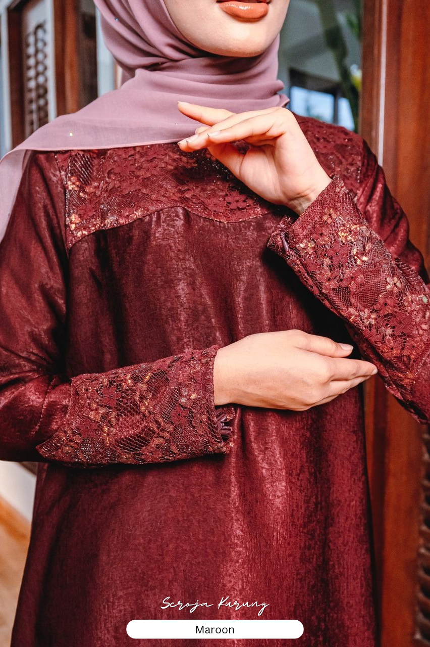 Seroja Kurung - Maroon