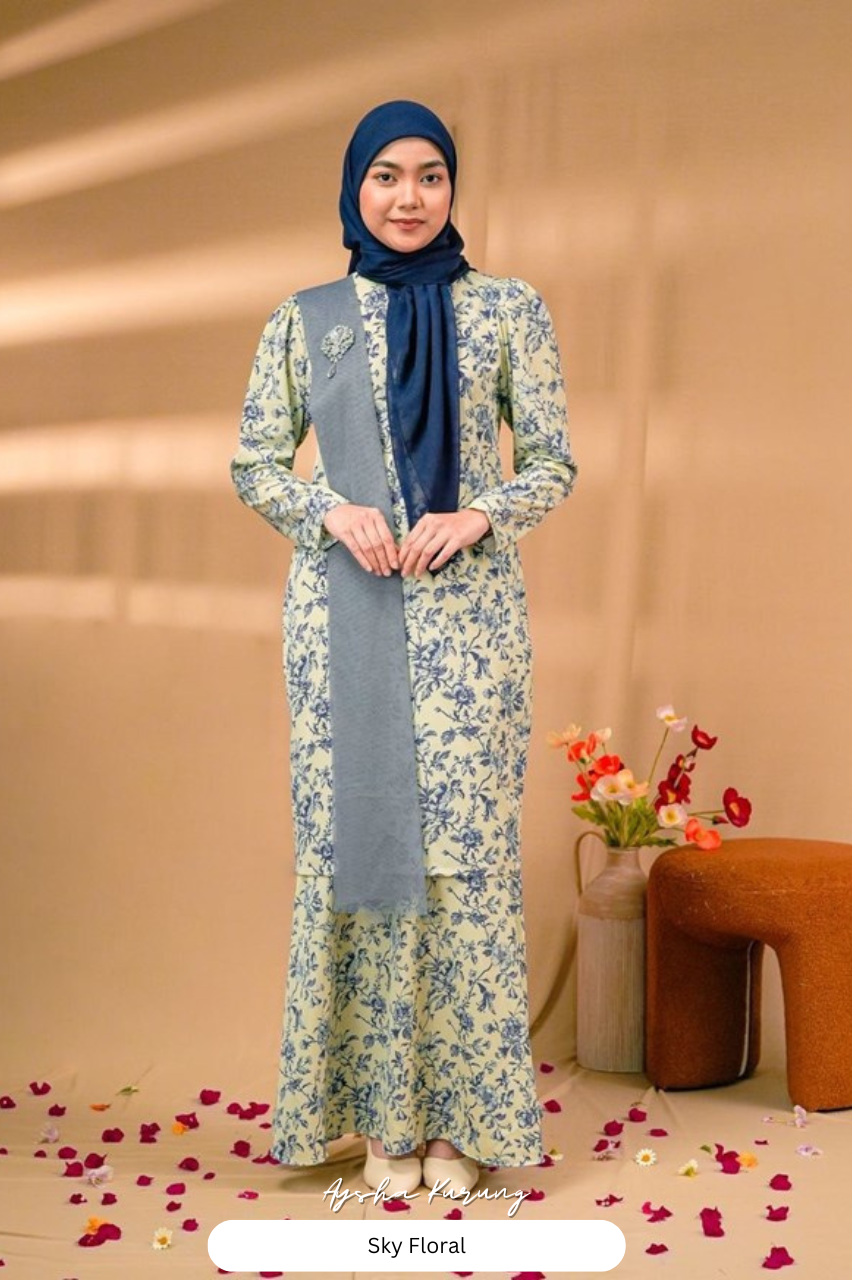 Aysha Kurung - Sky Floral