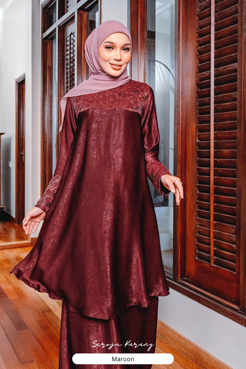 Seroja Kurung - Maroon