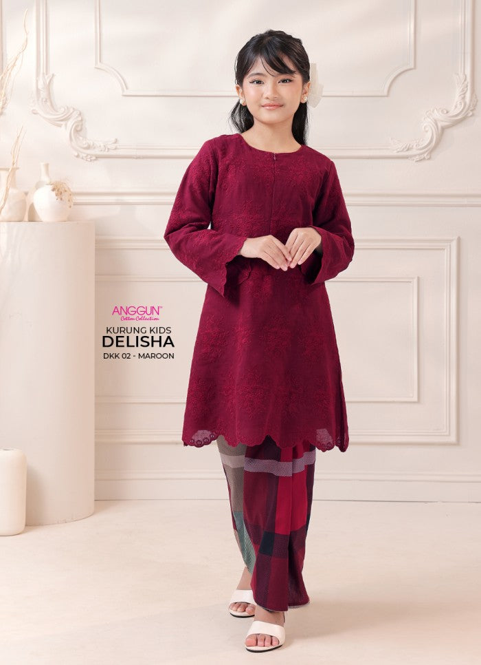 Delisha Kurung Kids - Maroon