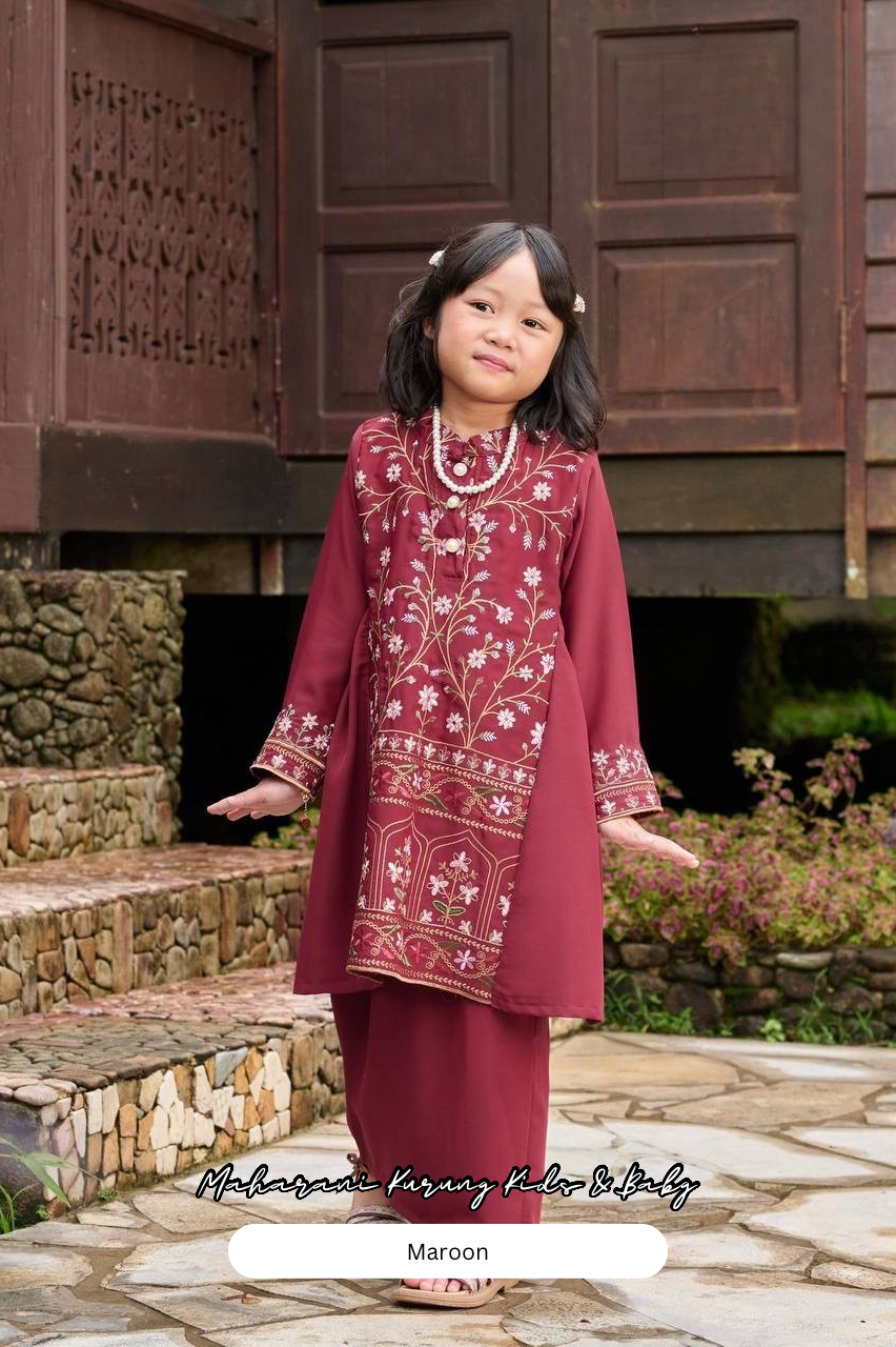 Maharani Kurung Kids - Maroon