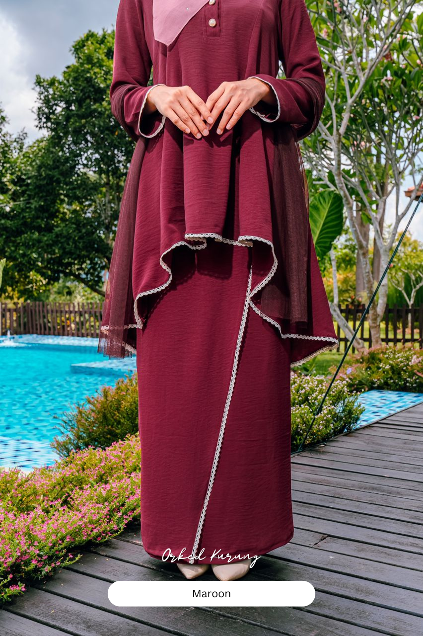 Orked Kurung - Maroon